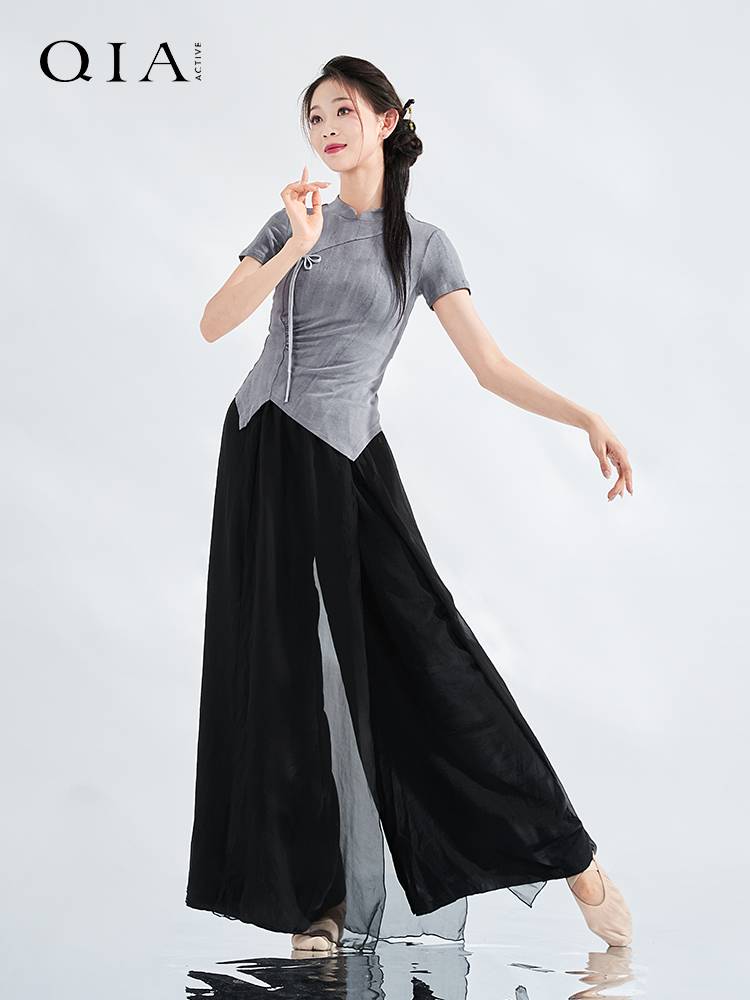 Qia Classical Dance Services Rhymes, Xia Adult Guofeng New Chinese Cheongsam Short -sleeved Nations Dance Practice