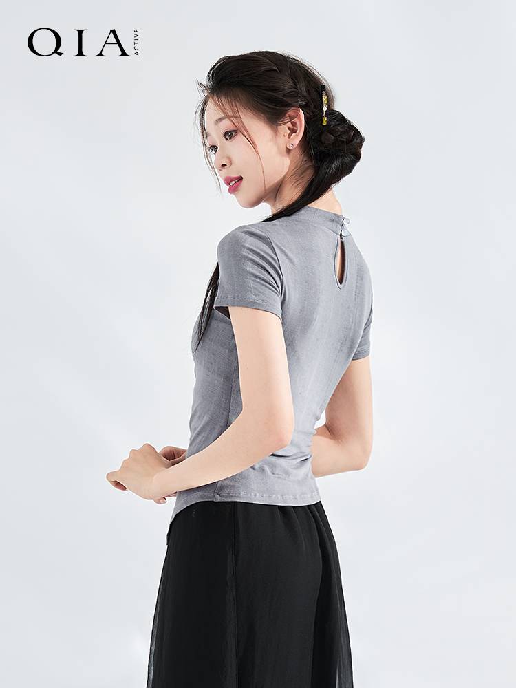 Qia Classical Dance Services Rhymes, Xia Adult Guofeng New Chinese Cheongsam Short -sleeved Nations Dance Practice