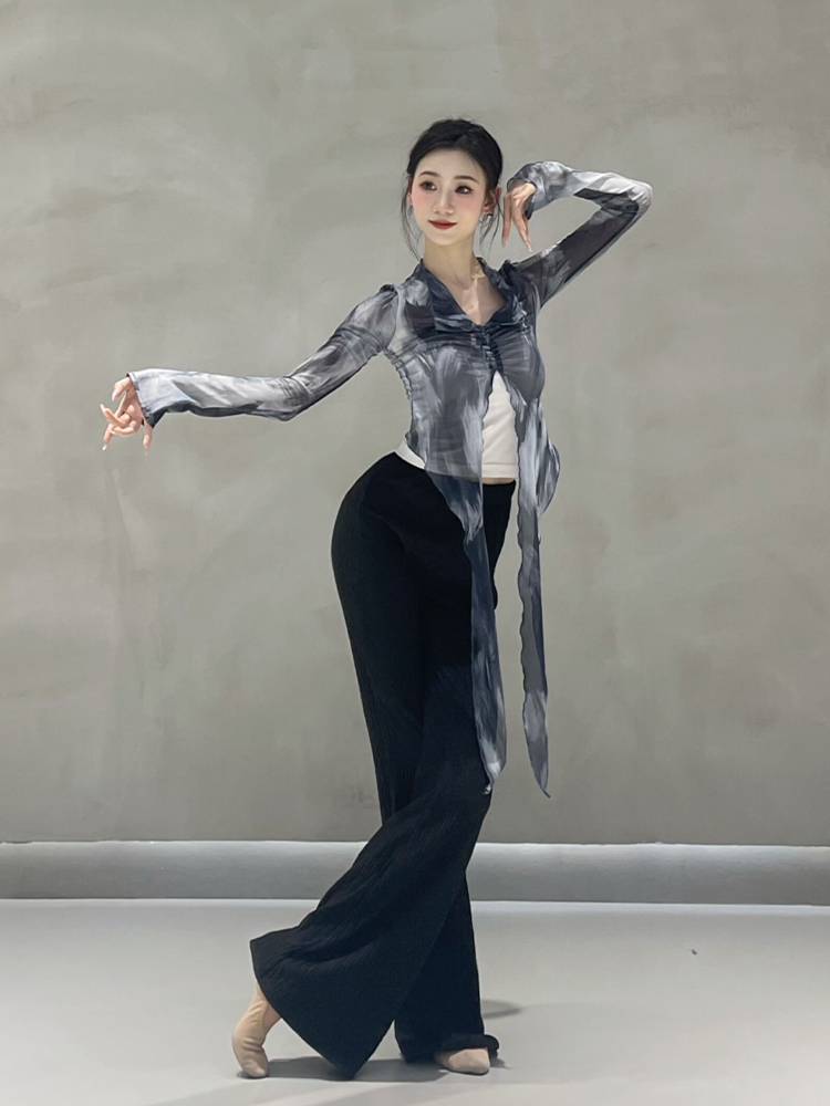 Classical dance gauze female Chinese dance -shaped body jersey net yarn shirt summer new adult modern dance exercise uniform
