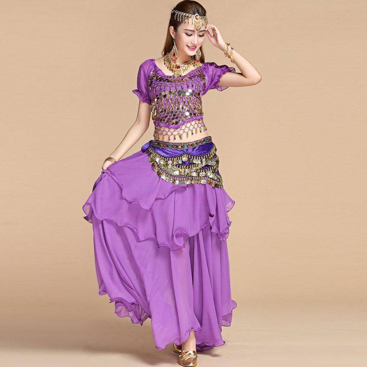 Indian dance watch show suit belly dance practice service national dance service new sequins short sleeve set
