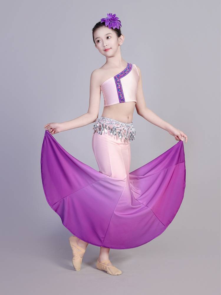 New Children's Dai Dance Performance Service Girls and Children's Fish Tail Skirt Practice Skirt Sequenant Dance Performance Service