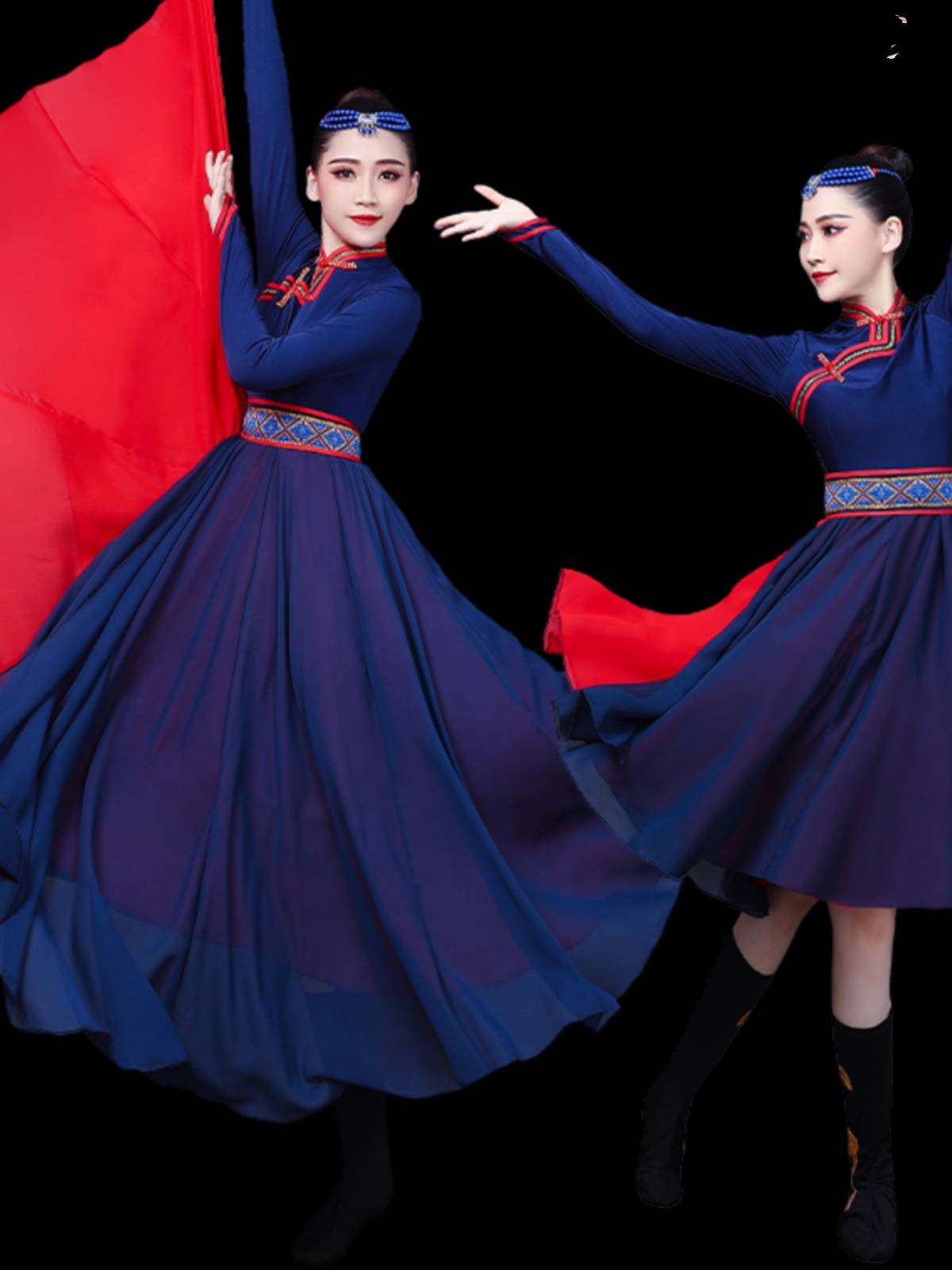 Mongol dance dress for women ethnic minority, modern-day national troupe dress for adult troupe