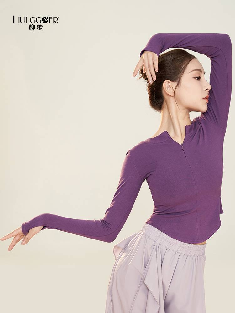 Liu Ge Classical Dance Clothing Slim Nodeling Long Sleeve Sleeping Top Together Practice Chinese Dance National Dance Server Girl
