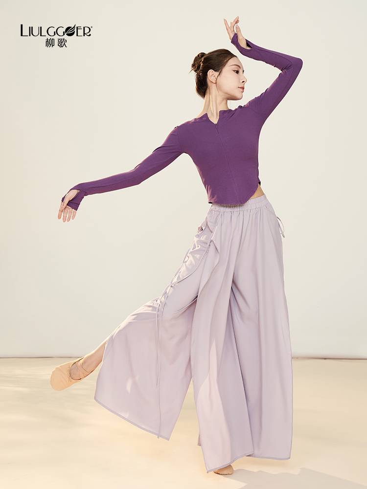 Liu Ge Classical Dance Clothing Slim Nodeling Long Sleeve Sleeping Top Together Practice Chinese Dance National Dance Server Girl