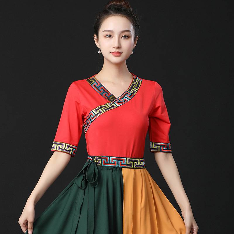 Plaza dance clothing female national dance clothing single part of dress skirt floating trousers Tibetan performance clothing big skirt