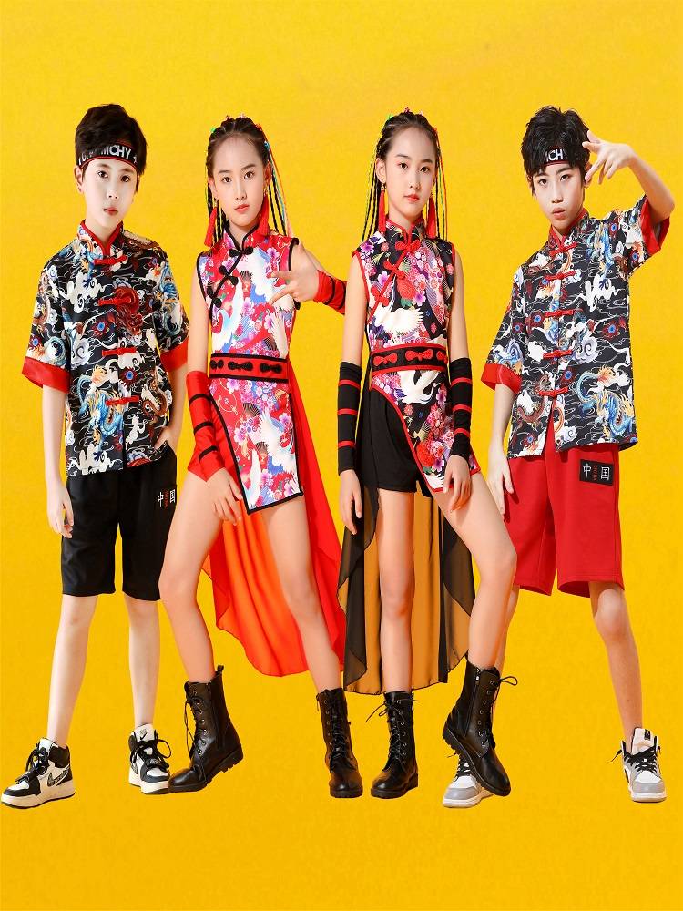 Chinese style girl tide service children's performance service suits of the national tide dance new catwalk show performance service fashion nation