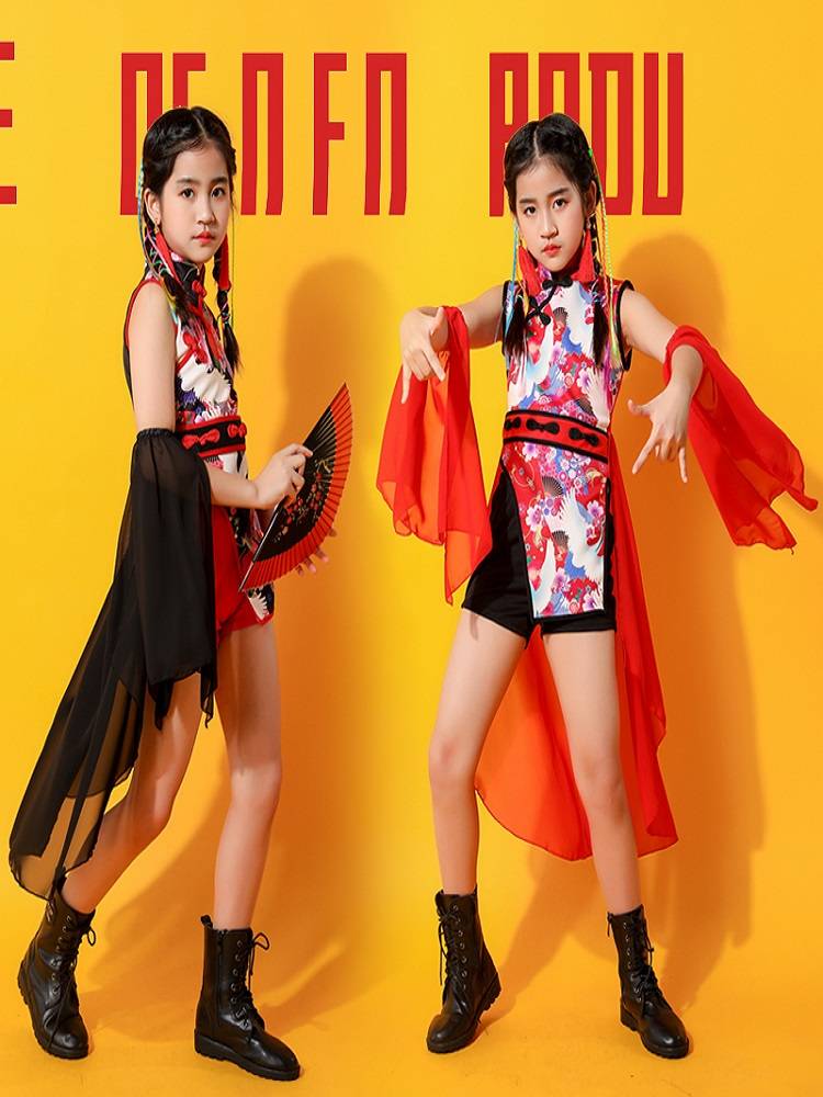 Chinese style girl tide service children's performance service suits of the national tide dance new catwalk show performance service fashion nation
