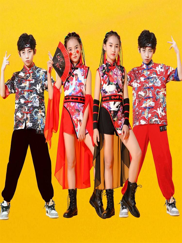 Chinese style girl tide service children's performance service suits of the national tide dance new catwalk show performance service fashion nation
