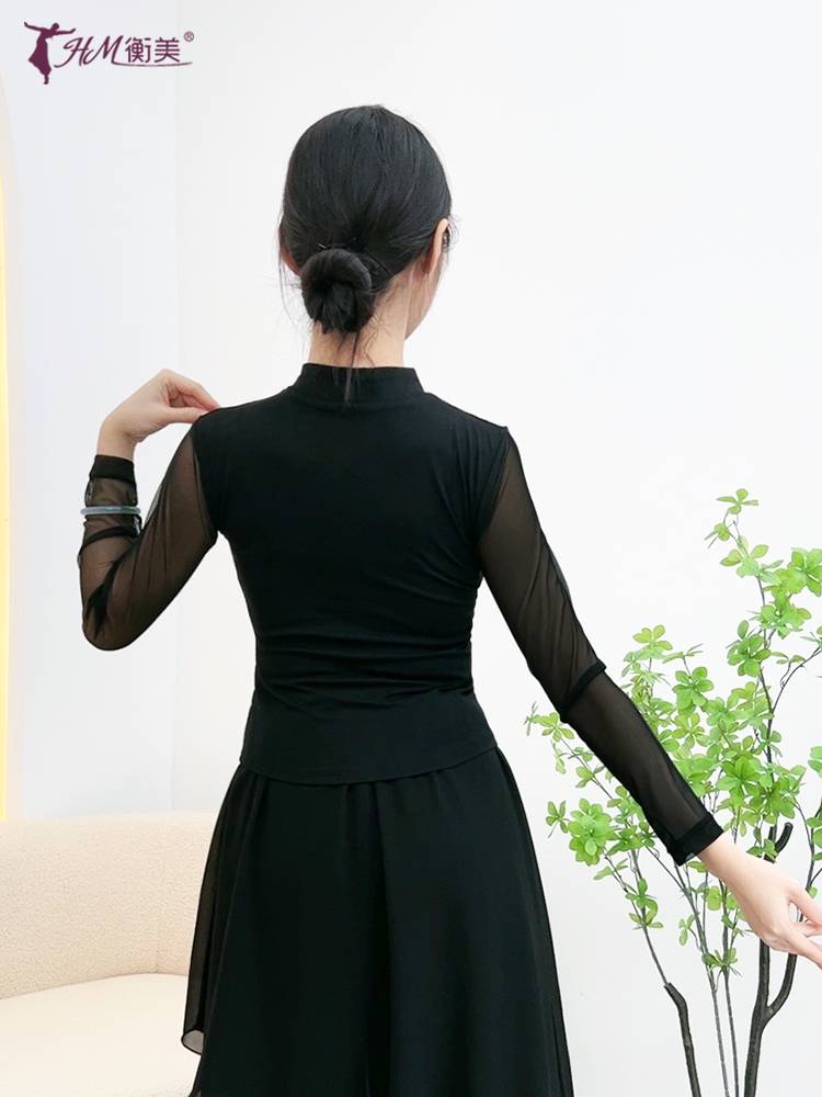 Classical dance training new model Modal body rhyme national national Feng ink cheongsam leader middle sleeve dance top