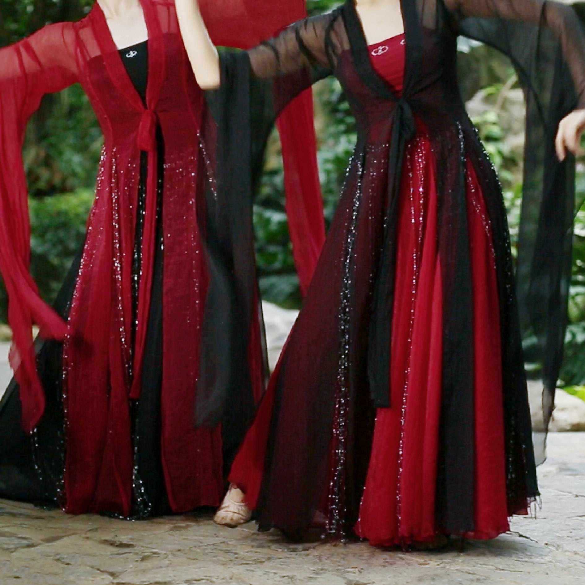 [Recognition of original genuine] Mitang wine red ancient style large sleeve long outflow soverell dan dance service classical dance