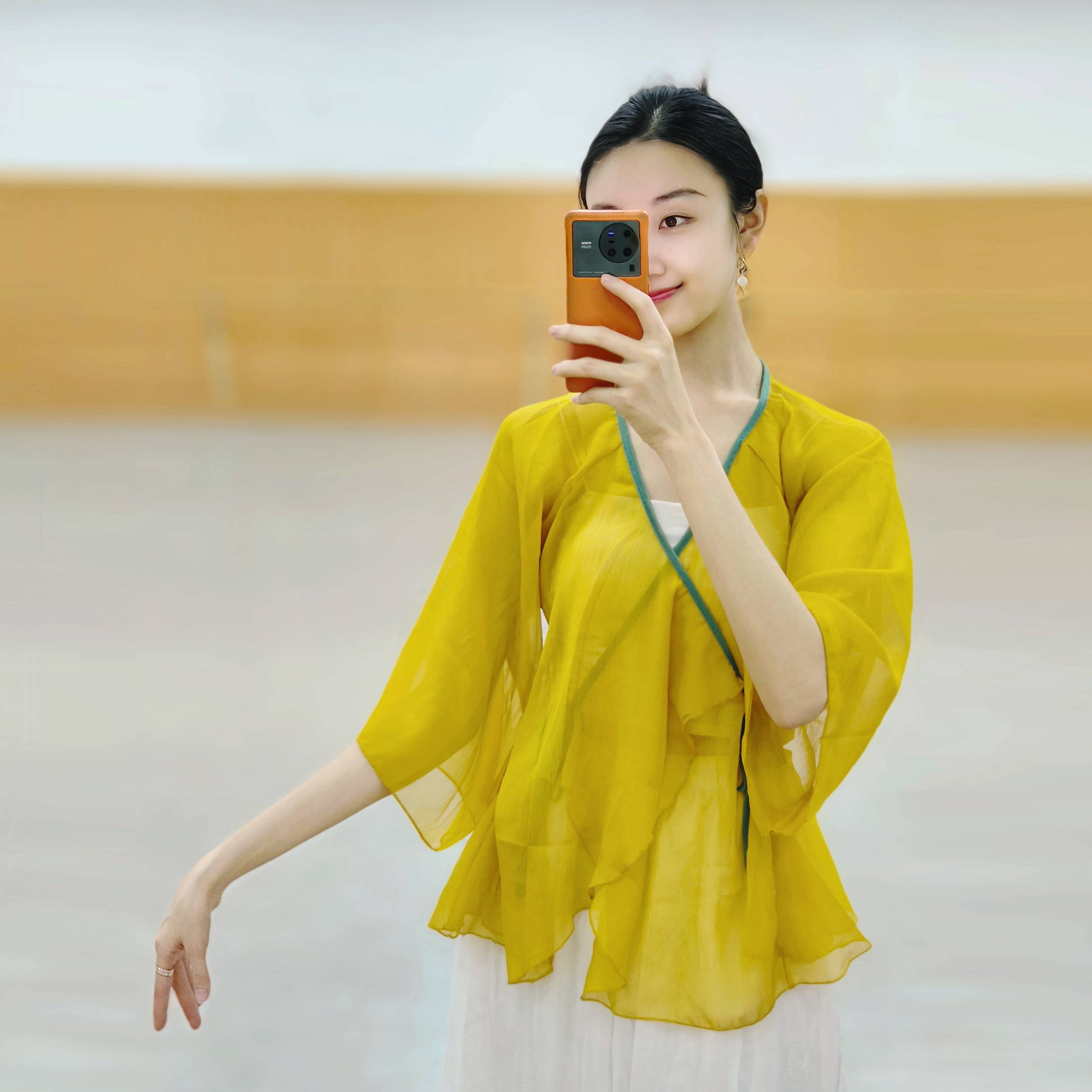 Classical dancer adult summer body practice clothes, elegant Han Tangwai waiweed rhyme gauze cloak, national dance service