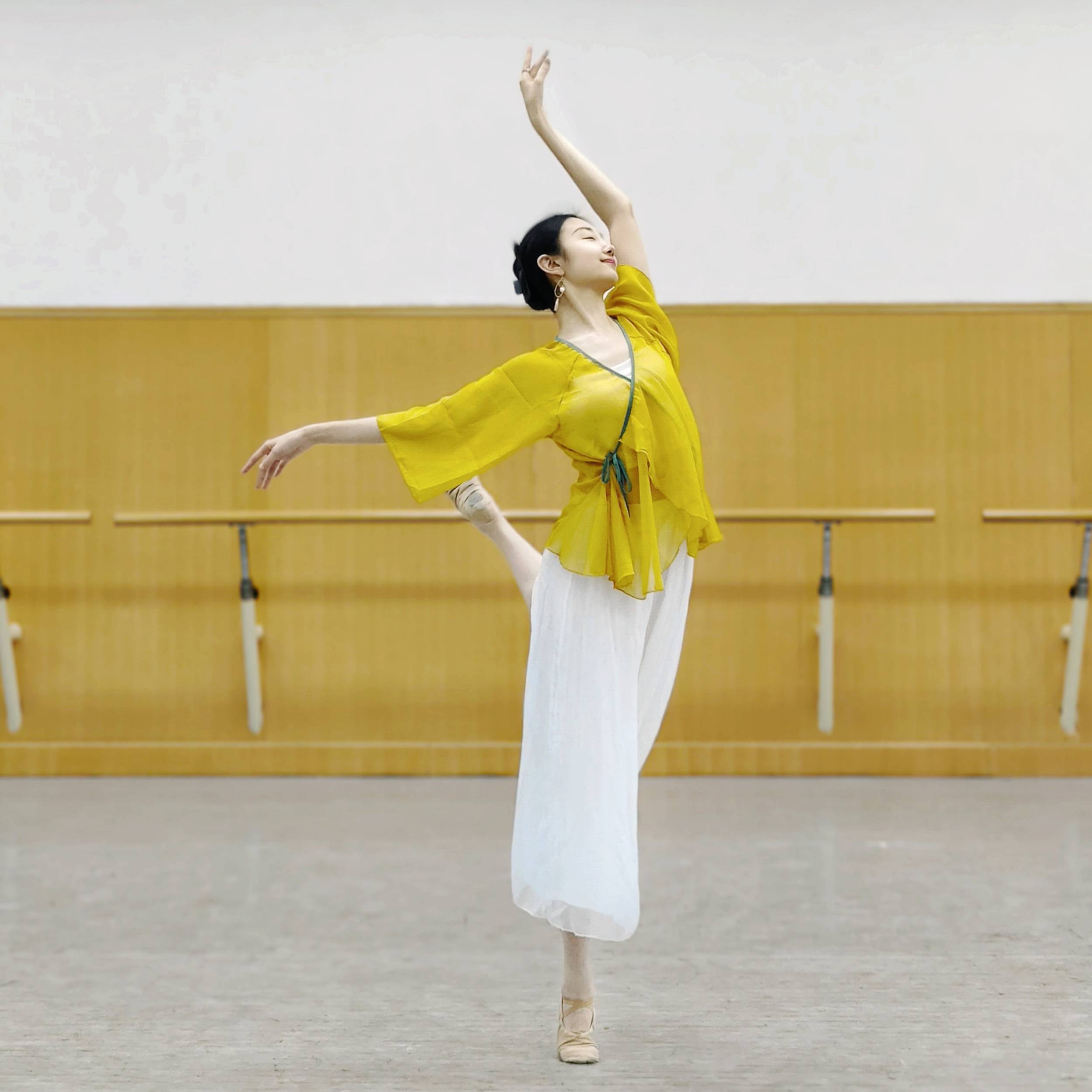Classical dancer adult summer body practice clothes, elegant Han Tangwai waiweed rhyme gauze cloak, national dance service