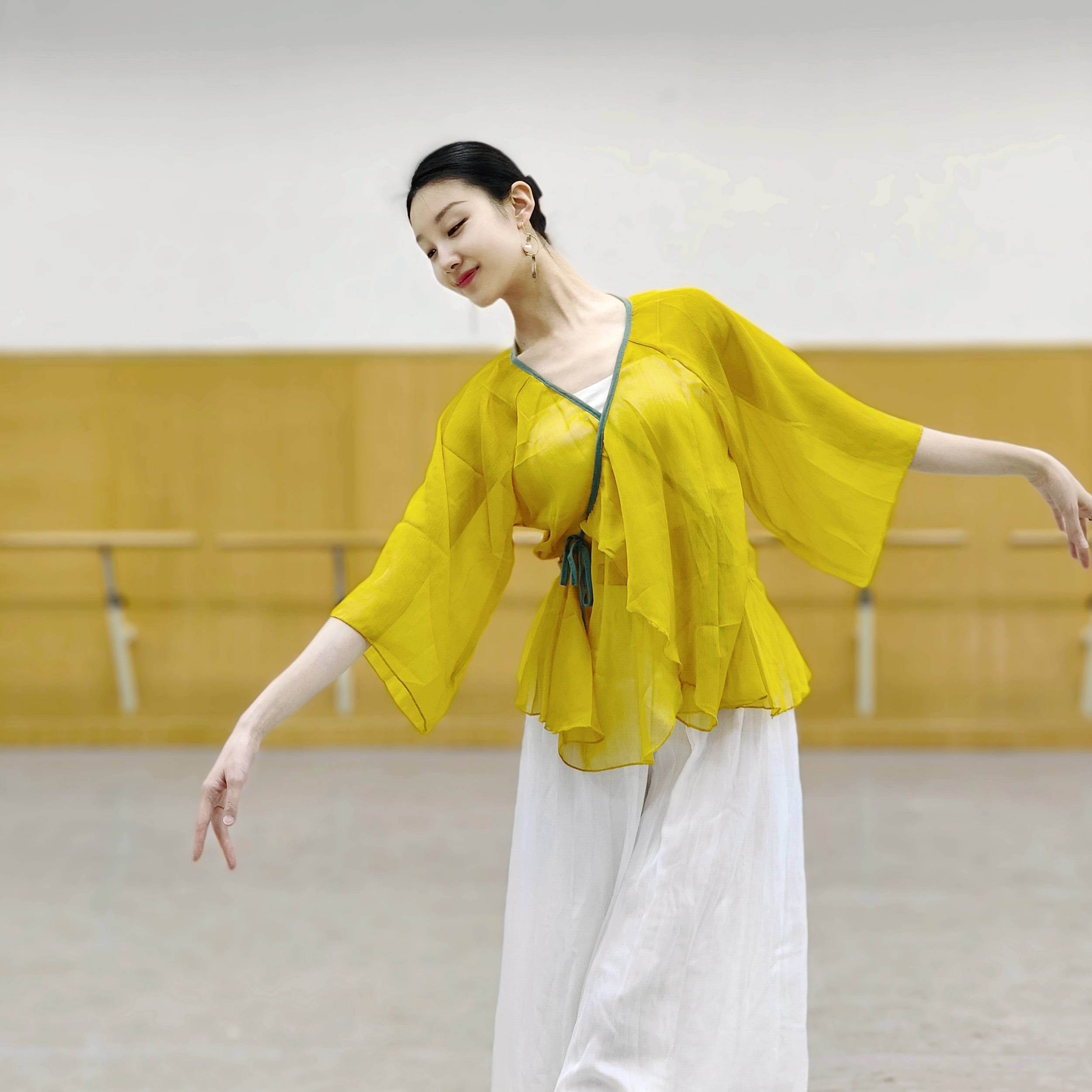 Classical dancer adult summer body practice clothes, elegant Han Tangwai waiweed rhyme gauze cloak, national dance service