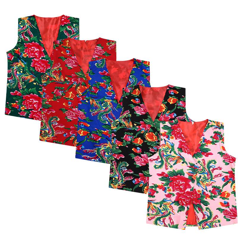 Northeast Grand Flower Buwu Kan Shoulder Spring and Summer National Stage Performance Services Two people turn to perform net red funny clothes