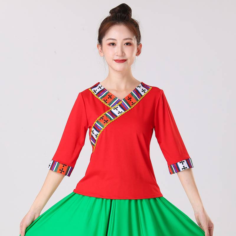 New Tibetan top Tibetan dance performance clothing ethnic dance service square dance clothing Tibetan performance clothing girl