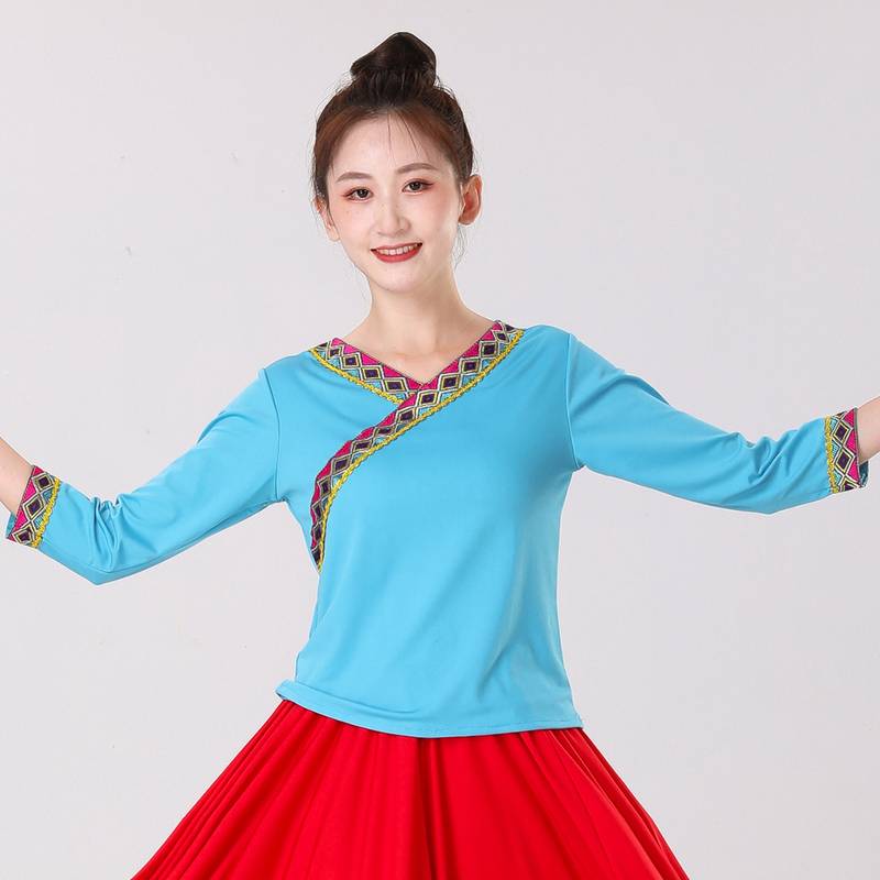New Tibetan top Tibetan dance performance clothing ethnic dance service square dance clothing Tibetan performance clothing girl