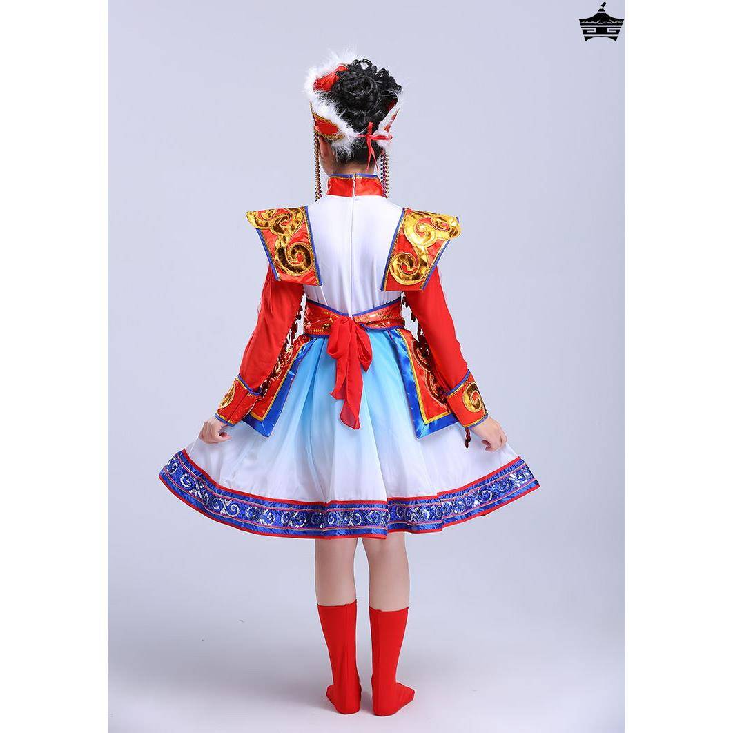 The new ethnic minority young children's Mongolian dance dance skirt kindergarten Kindergarten Mongolian service Liuyi table performance clothing girl