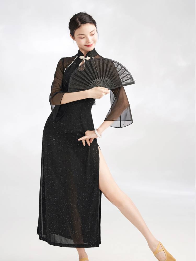 Chinese style classical dance cheongsam body rhyme performance dance service professional dancing special split stretch black mesh