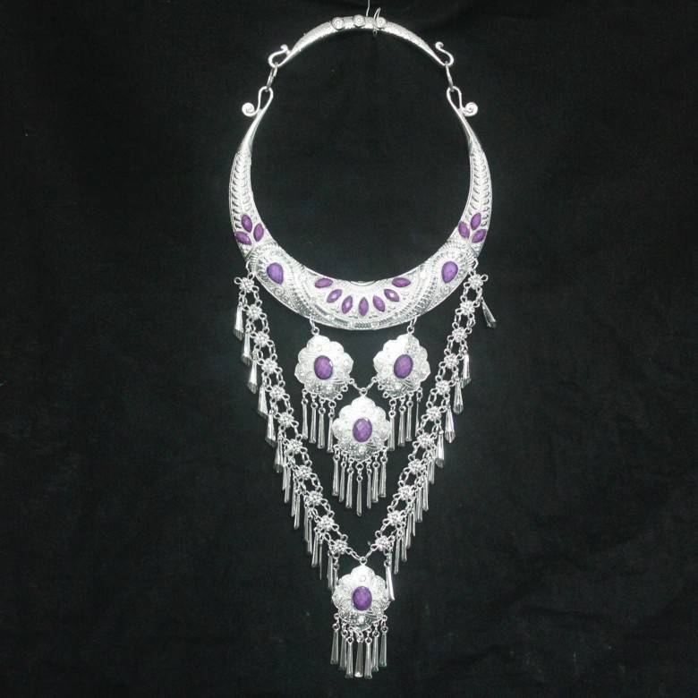 New silver jewelry collar Miao head jewelry silver hat ethnic stage performance adults and children wearing silver jewelry collar