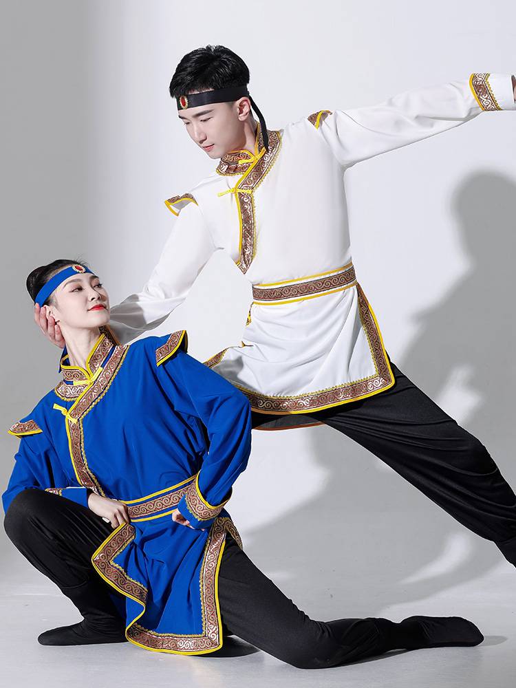 Mongol dance costumes for men and women performing in the Mongol arts examination and for the Savannah minority