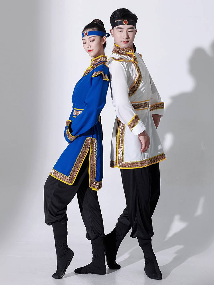 Mongol dance costumes for men and women performing in the Mongol arts examination and for the Savannah minority