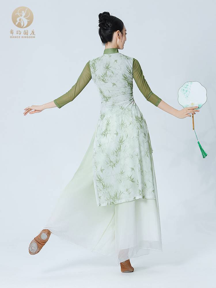 Dance national new classical dance clothing green cheongsam dance service female elegant body rhyme Chinese dance exercise clothes