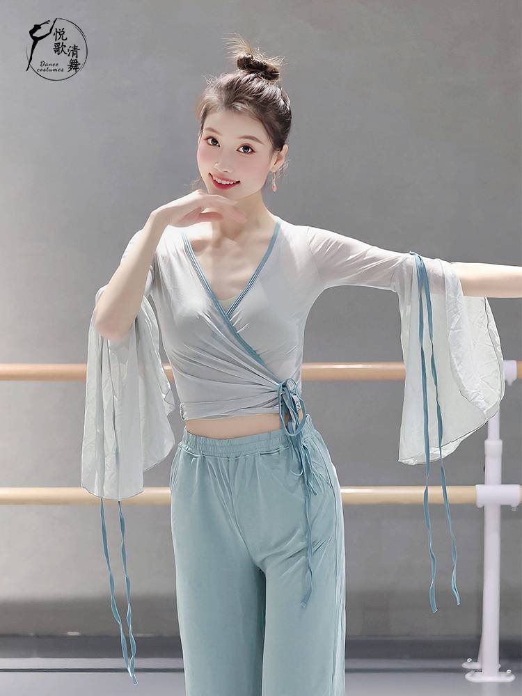Classical dance gauze top performance service girl elegant 2023 new long -sleeved body rhyme dance dance Chinese dance Chinese dance