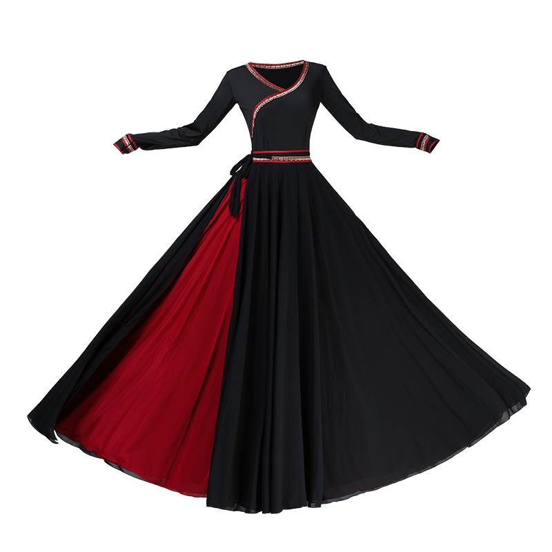 Mongol dress examination for the ethnic minority performing a Tibetan adult Monk dance dress exercise with a large skirt