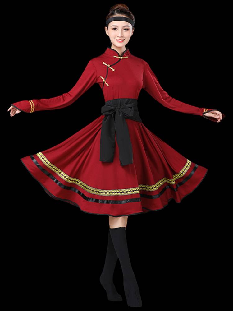 New Mongolian Dance Performance Service Art Test White Horse Practice Skirt Mongolian Dance Service Female Nurses Skirt National Uniform