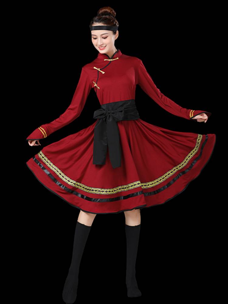 New Mongolian Dance Performance Service Art Test White Horse Practice Skirt Mongolian Dance Service Female Nurses Skirt National Uniform