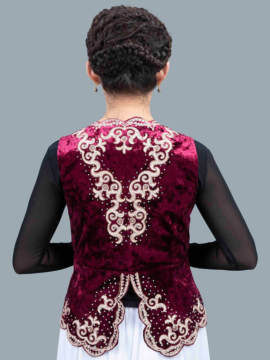 Xinjiang National Dance Vests Dance Performance Clothing Shoulder Plaza Dance Summer Monsole High -grade Golden Velvers