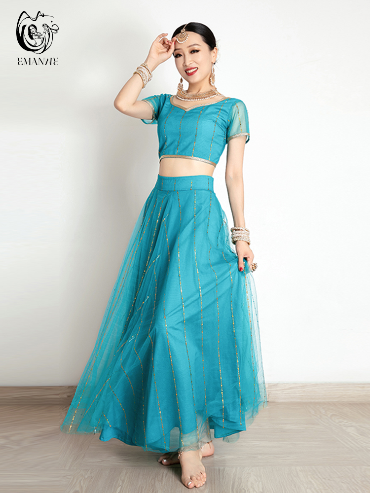 Iman exotic style Indian dance clothing ethnic female dance clothing gauze jacket large skirt lengha suit