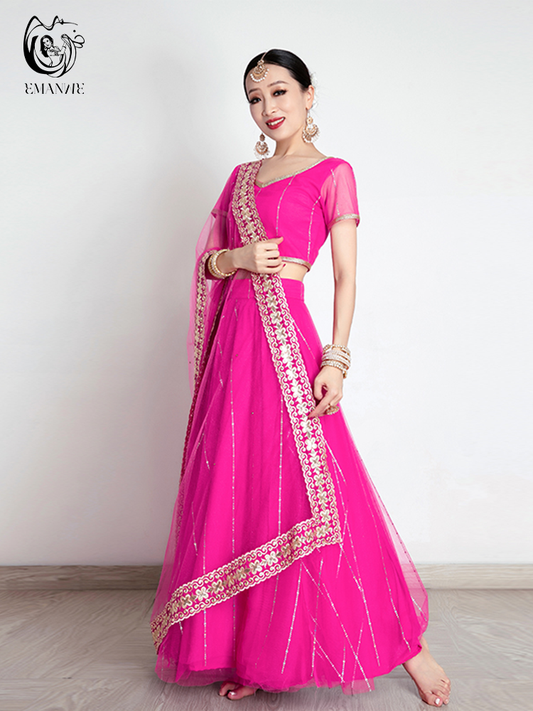 Iman exotic style Indian dance clothing ethnic female dance clothing gauze jacket large skirt lengha suit
