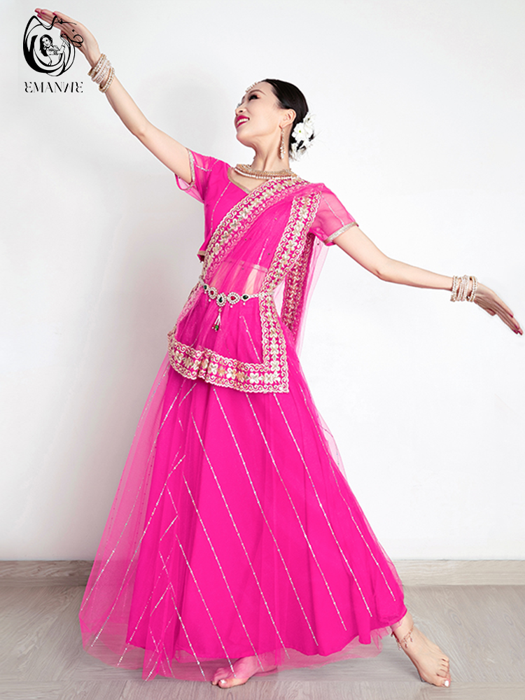 Iman exotic style Indian dance clothing ethnic female dance clothing gauze jacket large skirt lengha suit