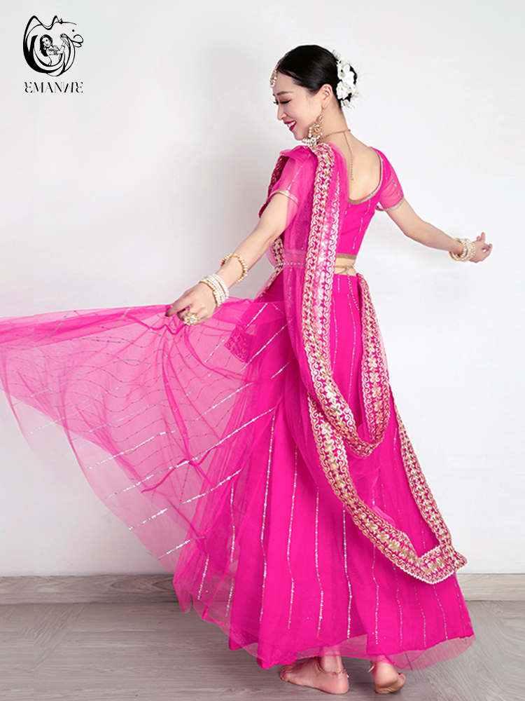 Iman exotic style Indian dance clothing ethnic female dance clothing gauze jacket large skirt lengha suit
