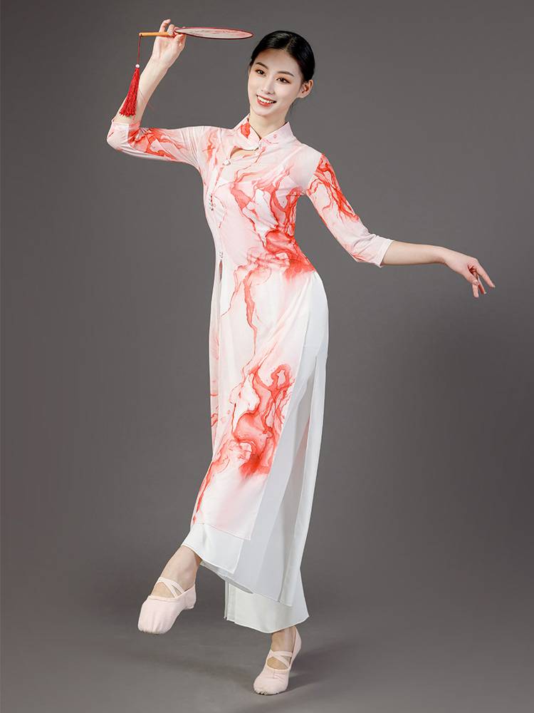 Classical dance clothing elegant female cheongsam national dance performance service spring and summer square dance clothing new set