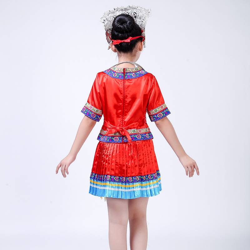 56 ethnic children's Miao clothing performance service girl mini mini skirts, ethnic mini skirts, family Dai people dance clothing