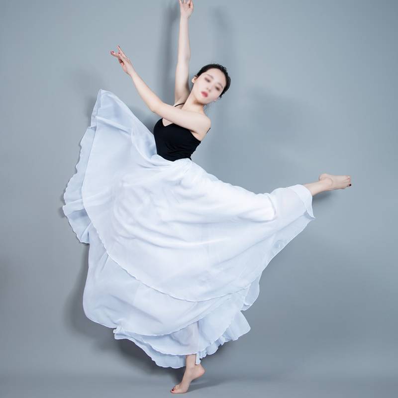 Xinjiang Dance Dance Skirt Modern Dance Long Skirt Box Dance Dance Practice Skirt Student Examination Photo Brewing