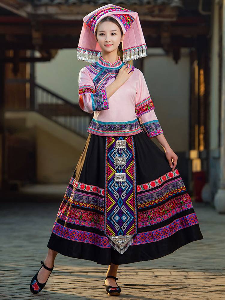 Yunnan Ethnic Minority Dance Clothing Zhuang Costume Female Adult Guangxi March 3 Traditional Miao Family Set