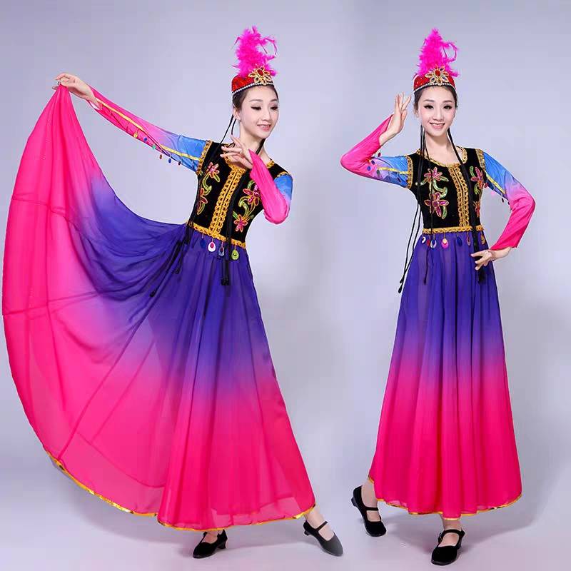 The new Xinjiang minority adult national dance performance clothing square dance big dressing skirt Uyghur dance clothing
