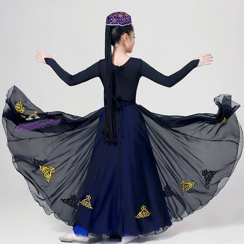 Xinjiang dance clothing big skirt children's national dance dressing female skirt long Wei ethnic dance exercise performance service