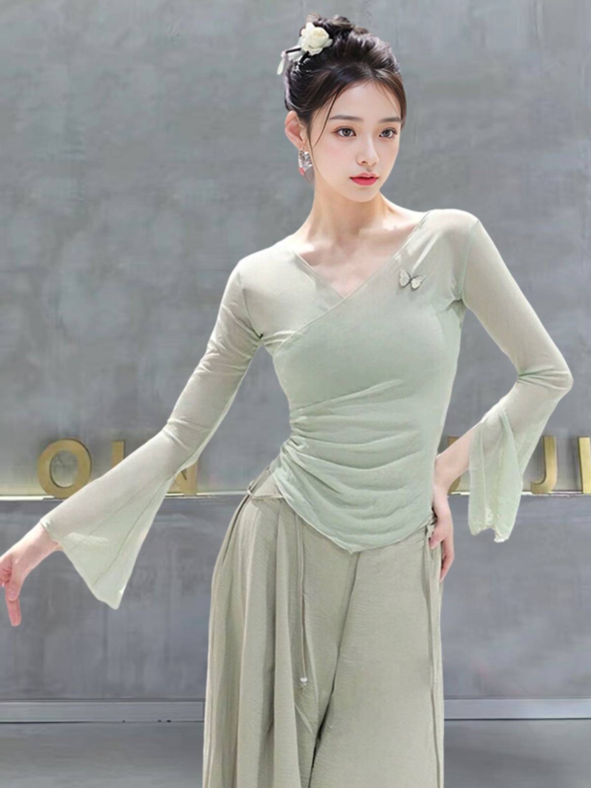 Classical Dance Body Rhyme Butterfly Women's Slim Students Art Test Discipline Professional Chinese National Dance Server top