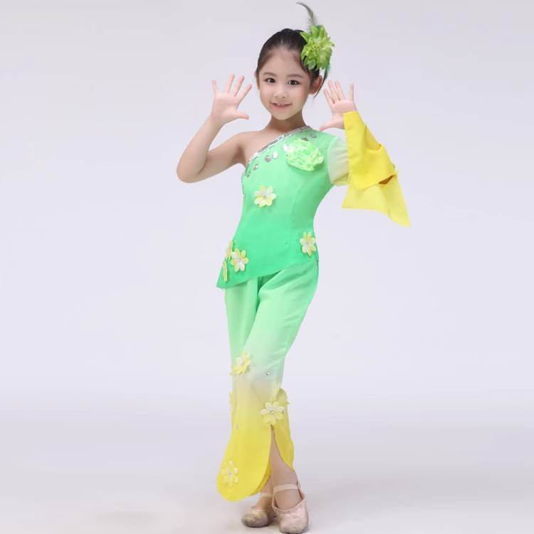 Rental classical dance performance female elegant new modern chiffon national ink flower fan umbrella practice dance set