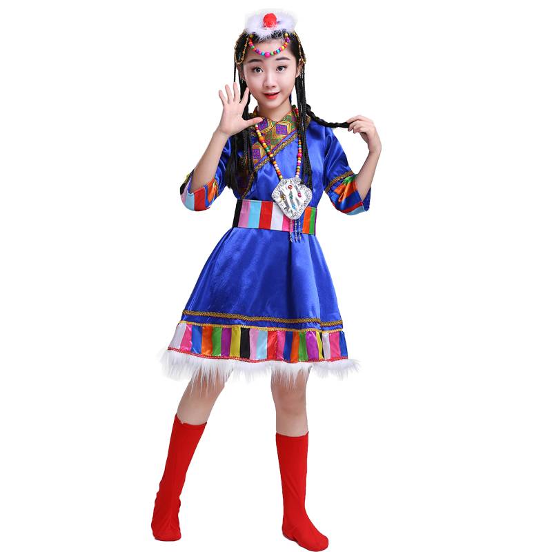 The new ethnic minority children, Tibetan performances, clothing dance skirts, children and girls, Mongolian service June 1 performance service