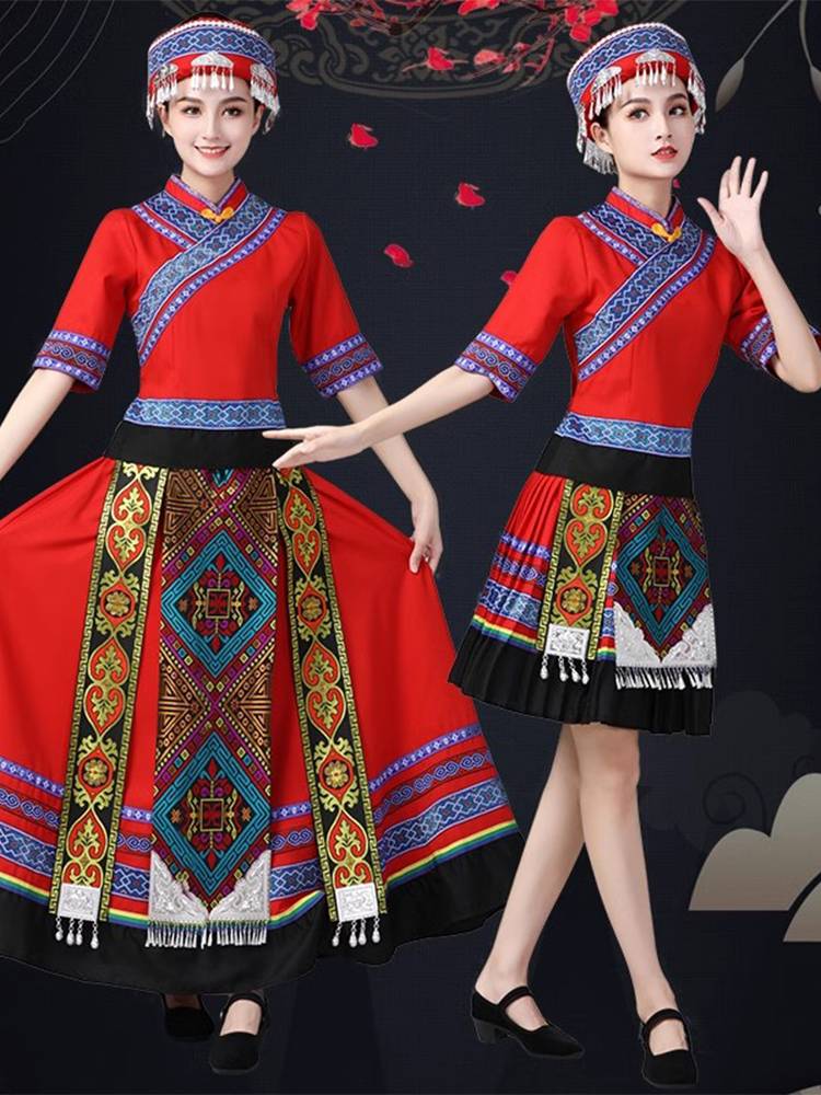 March 3rd ethnic minority clothing female Miao people in Guangxi Zhuang Yao and Yi nationality dance family dance clothing performance clothing