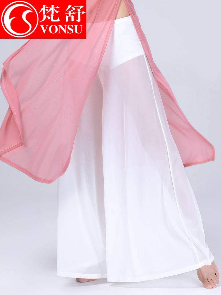 Fanshu Modern Dance Pants 2024 new wide -leg sexy mesh classical modern national dance exercise dance pants