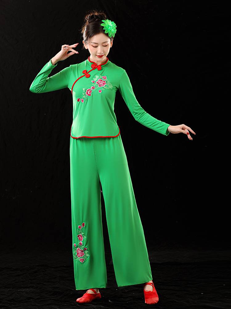 New Yangge service female square dance suit performance service middle -aged and elderly group fan dance waist drum national style clothing