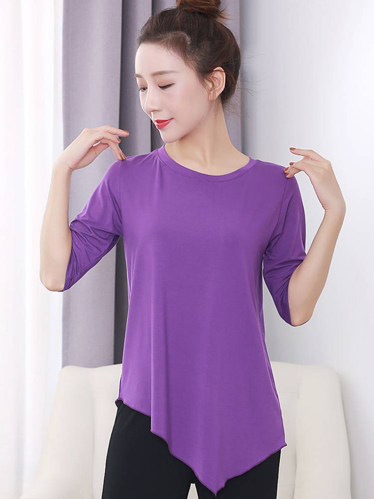 Summer dance practice clothes, top female Modal classical ethnic dance body training modern dance square dance top