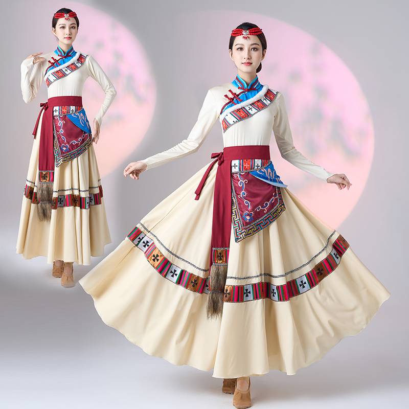 The Tibetan Dance Show Women's Apprenticeship Apprentice, a tuxedo plaza and a half-tied national dance dress