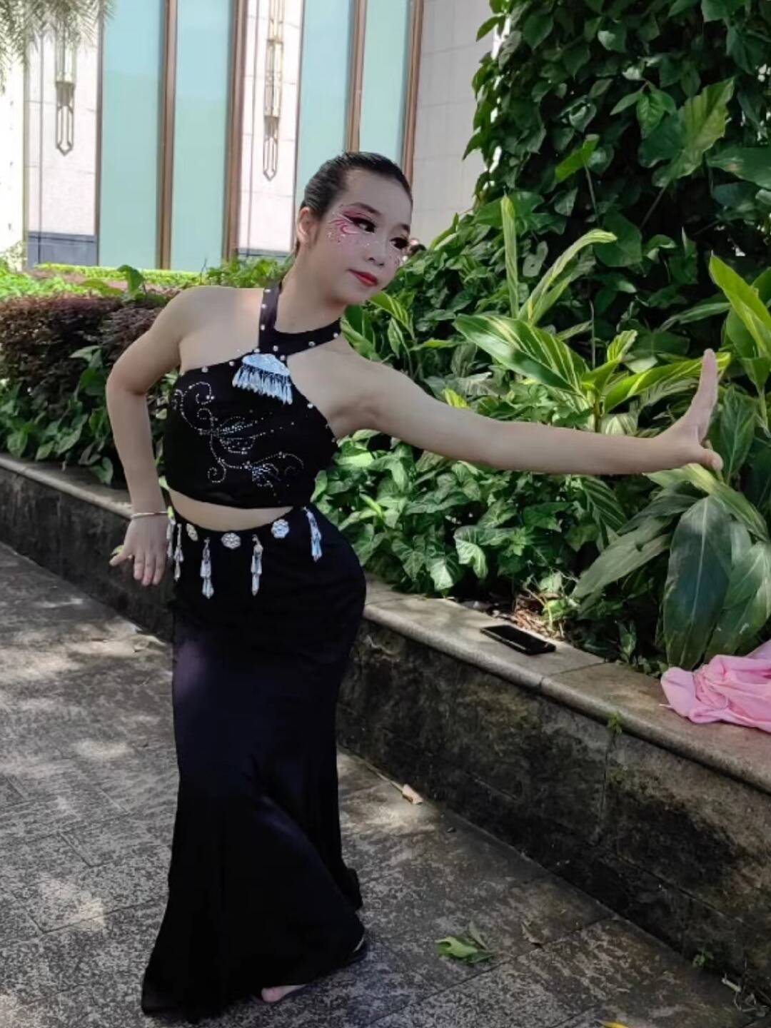 The new Dai dance clothing female peacock dance performance package art test bag hip fishtail skirt children's flower waist practice skirt